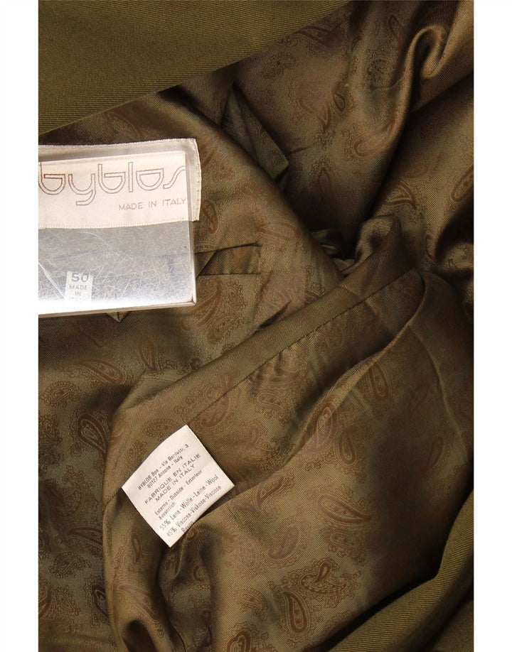 Byblos Herren-Blazer mit 2 Knöpfen, IT 50, große Khaki-Wolle