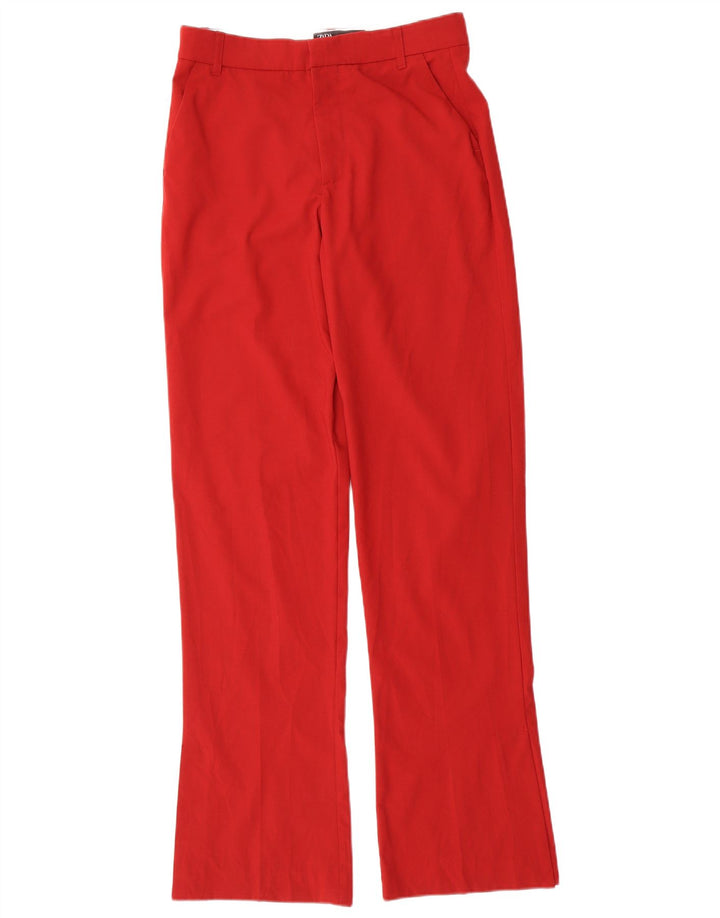 Zara Damen Bootcut Chino-Hose, Größe S, W26, L33, Rot, Polyester