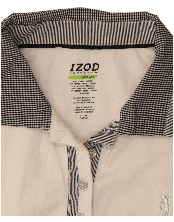 IZOD Damen ärmelloses Poloshirt UK 14 Große weiße Baumwolle