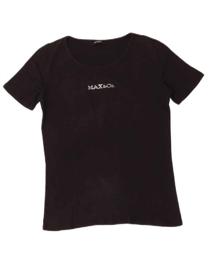 Max & Co. Damen-T-Shirt mit Grafik, UK 14, Größe L, Schwarz