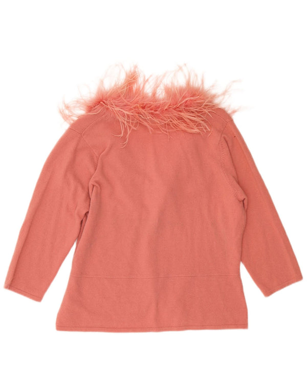 Monsoon Damen Strickjacke mit 3/4-Ärmeln, UK 18, XL, rosa Wolle