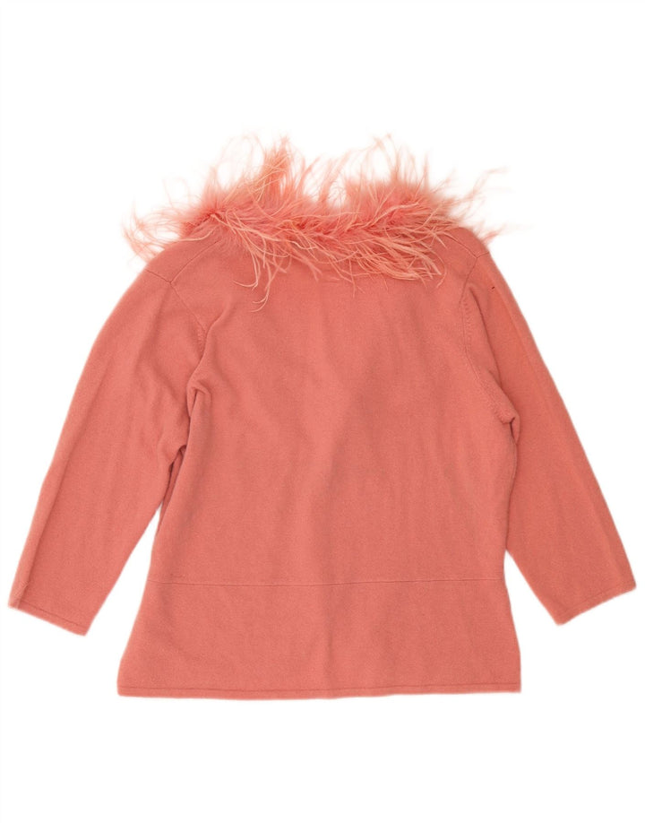 Monsoon Damen Strickjacke mit 3/4-Ärmeln, UK 18, XL, rosa Wolle