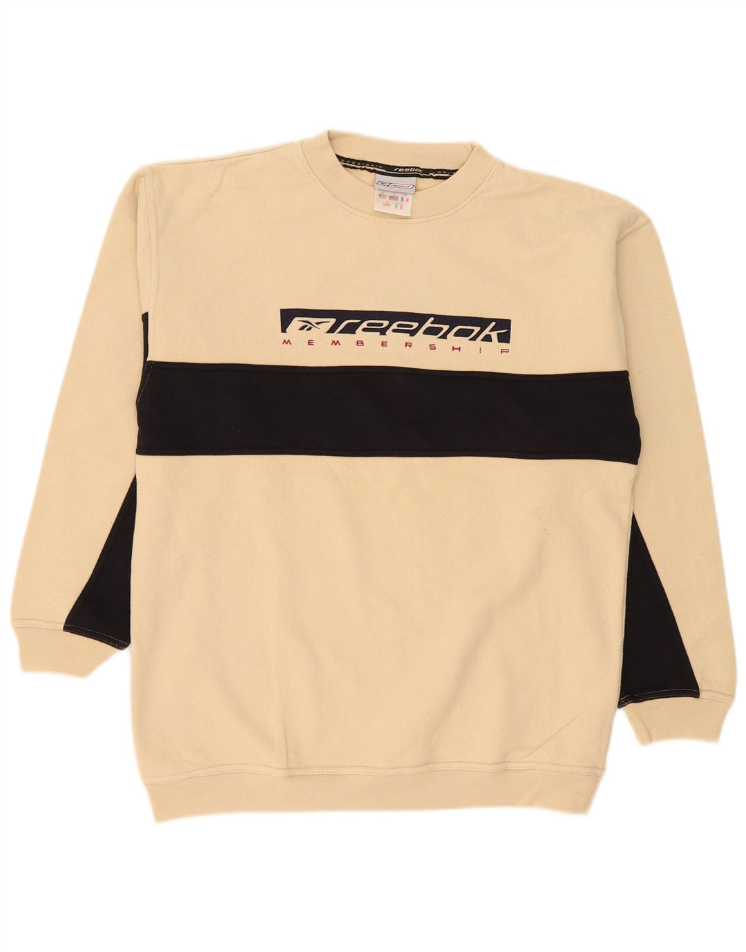 Reebok Herren Grafik-Sweatshirt-Pullover, klein, beige, Colourblock-Baumwolle
