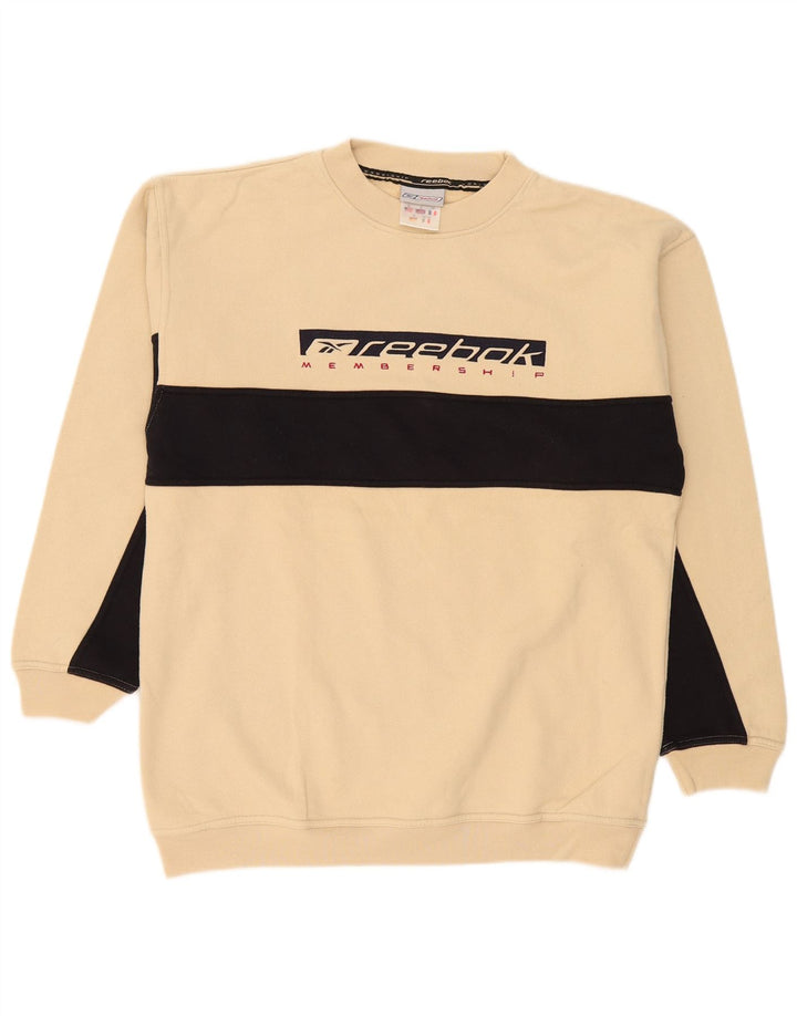 Reebok Herren Grafik-Sweatshirt-Pullover, klein, beige, Colourblock-Baumwolle