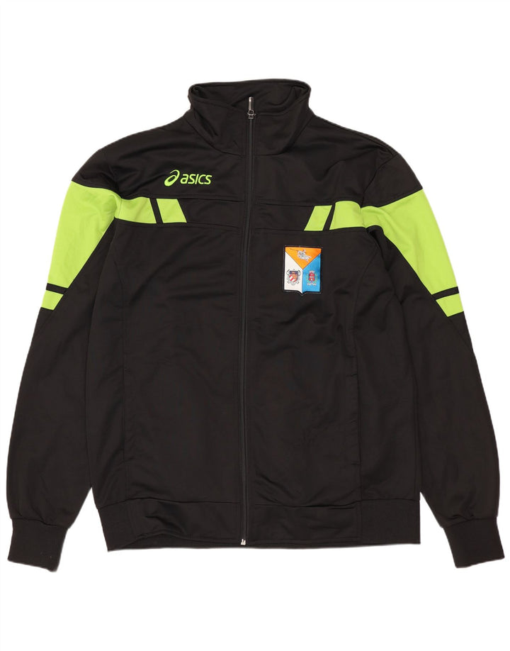 Asics Herren-Trainingsanzug-Top-Jacke, Mittelschwarzes Farbblock-Polyester