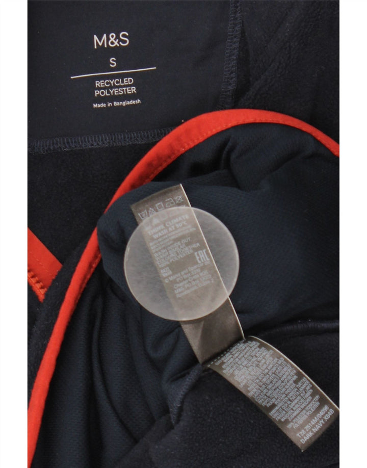 Marks & Spencer Herren-Fleecepullover mit Reißverschluss am Hals, Größe S, Marineblau, Polyester