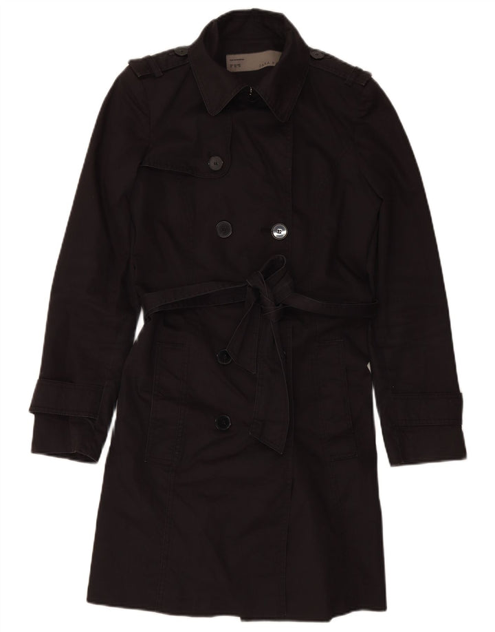 ZARA Damen Trenchcoat UK 6 XS Schwarz Baumwolle