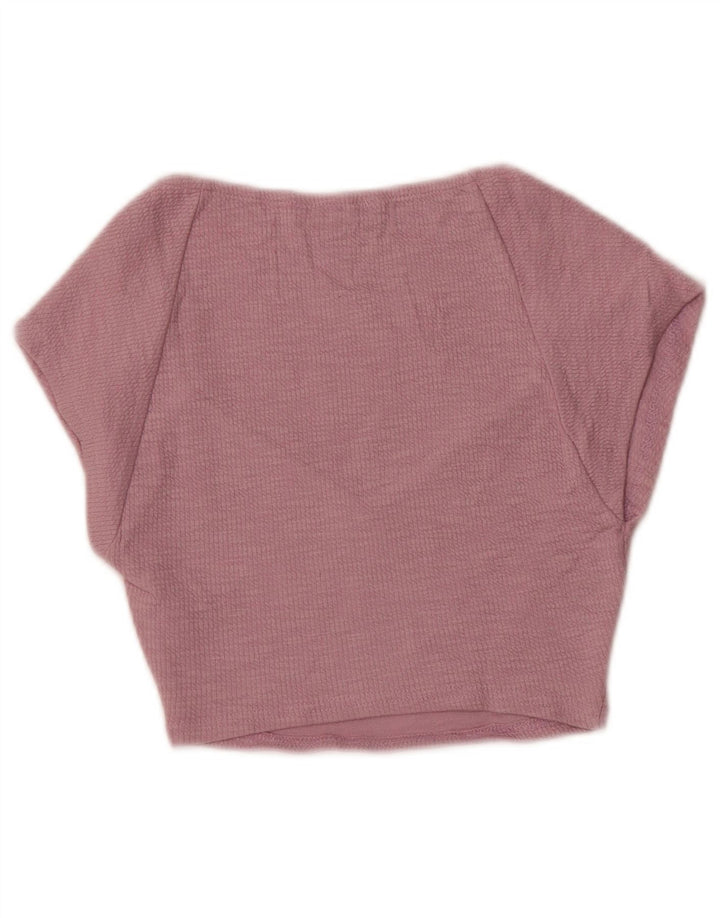 Zara Damen Crop Bluse Top UK 8 Small Lila Baumwolle
