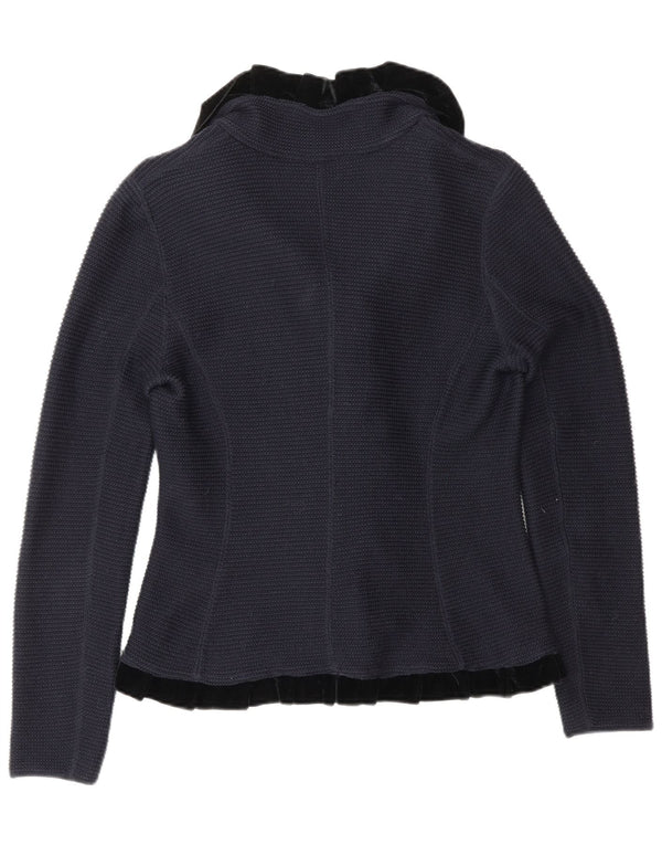ARMANI Damen-Cardigan mit Rüschen vorne, IT 42, mittleres Marineblau