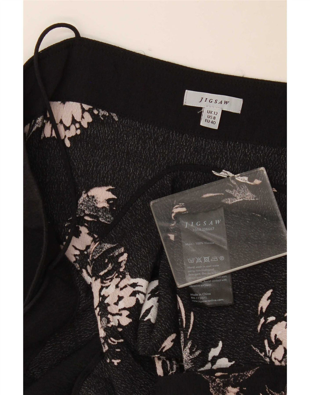 Jigsaw Womens Abstract Pattern Cami Top UK 12 Mittelschwarze Viskose