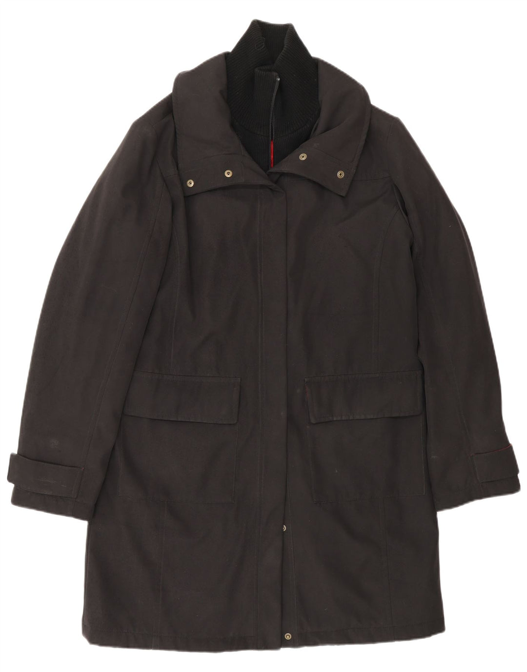 TOMMY HILFIGER Damen Windjacke Mantel UK 16 Large Schwarz Polyester