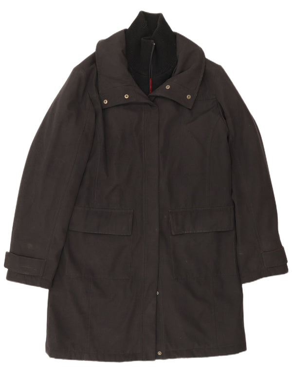 TOMMY HILFIGER Damen Windjacke Mantel UK 16 Large Schwarz Polyester