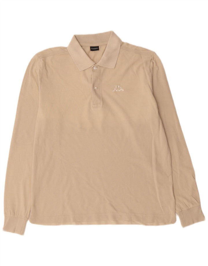 KAPPA Herren-Langarm-Poloshirt, Größe S, Beige, Baumwolle