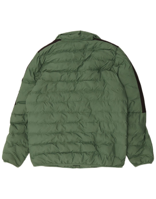 Puma Herren Wattierte Jacke UK 38 Mittelgrünes Colourblock-Polyester