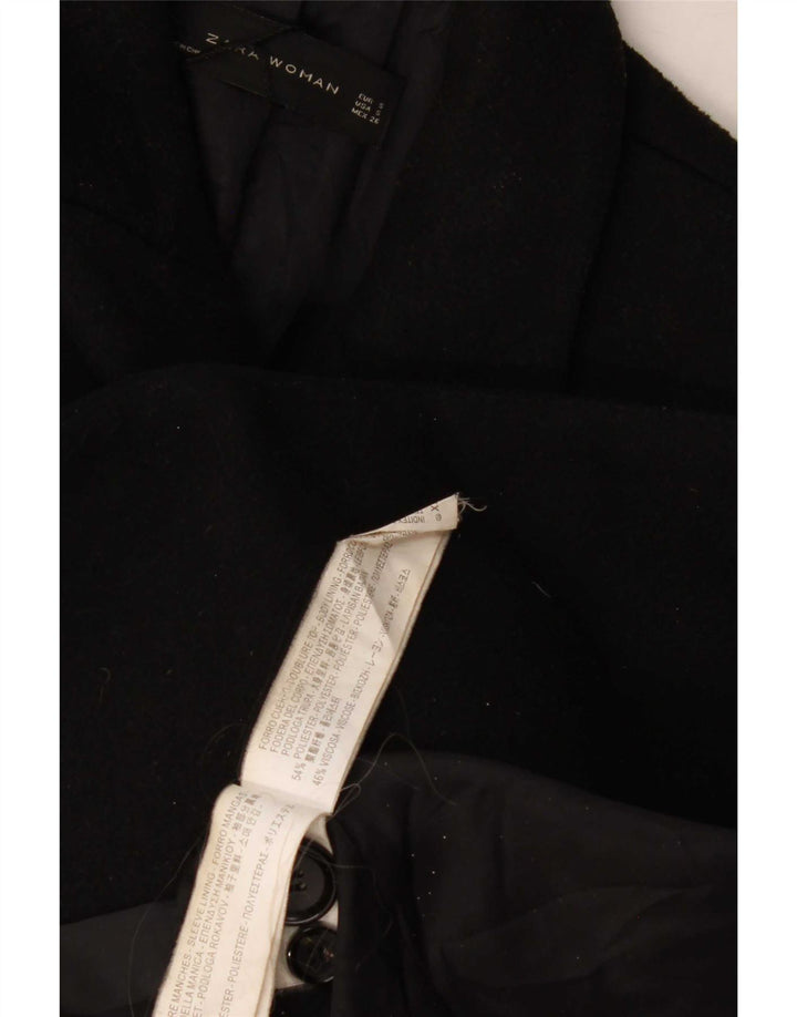 Zweireihiger Damenmantel von Zara, UK 10, Größe S, Schwarz, Polyester