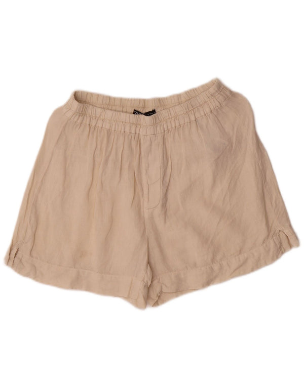 Zara Damen Casual Shorts Medium W28 Off White Linen