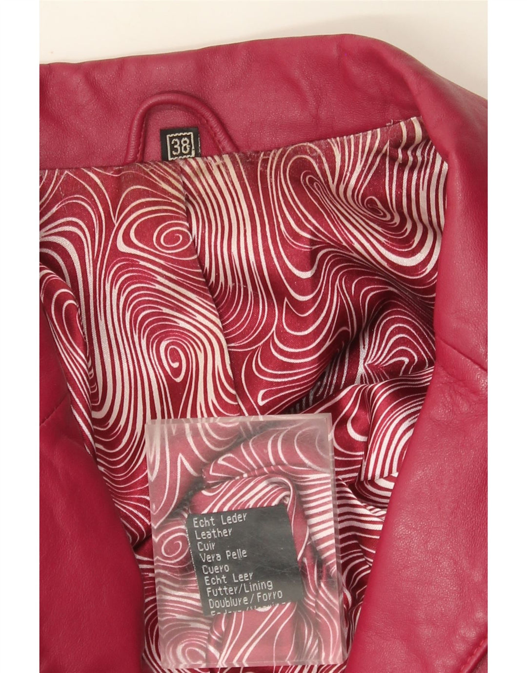 Vintage Damen 3-Knopf-Lederblazerjacke EU 38 Mittelrosa Leder