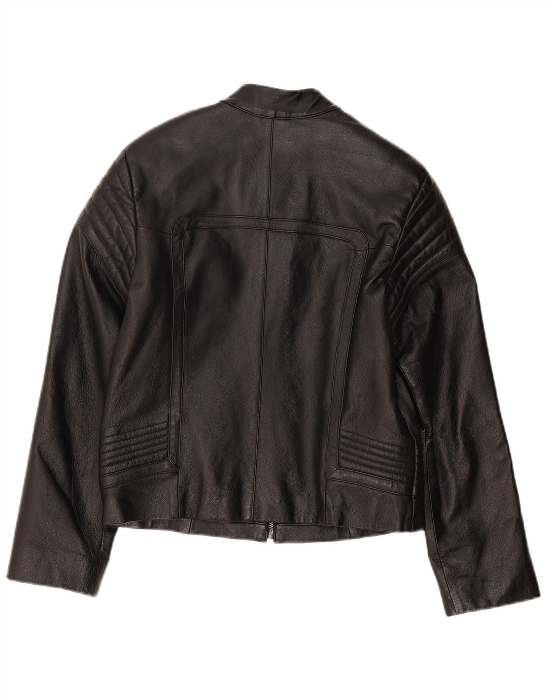 VINTAGE Damen Biker-Lederjacke UK 8 Kleines schwarzes Leder