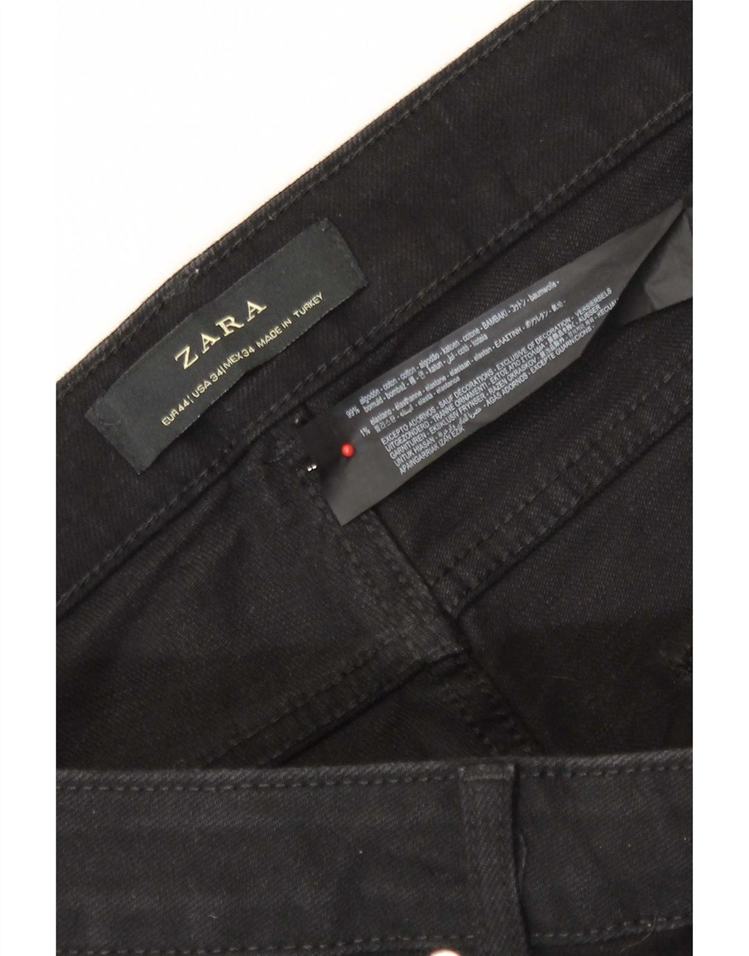Zara Herren Slim Jeans EU 44 Large W34 L29 Schwarze Baumwolle