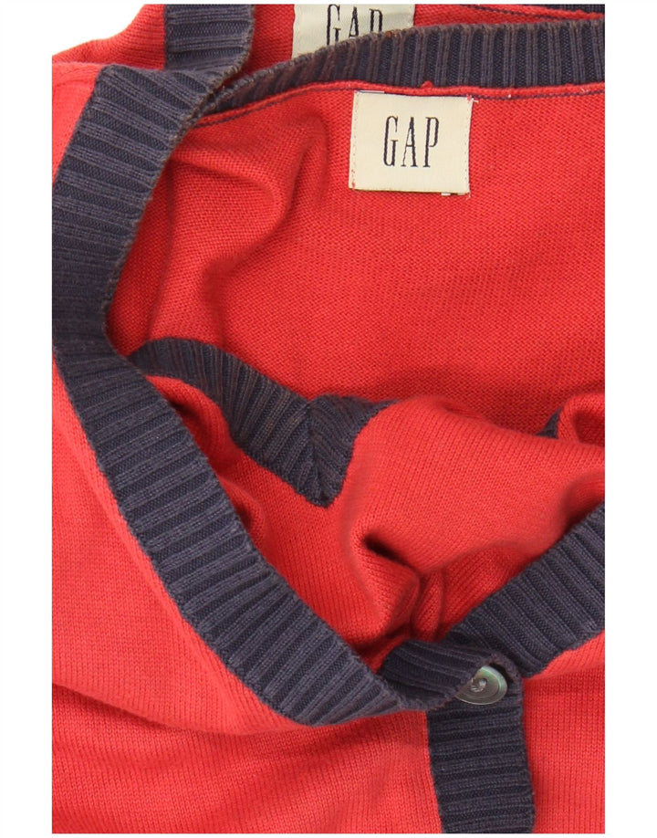 GAP Damen Crop Cardigan Pullover UK 14 Large Rot Farbblock