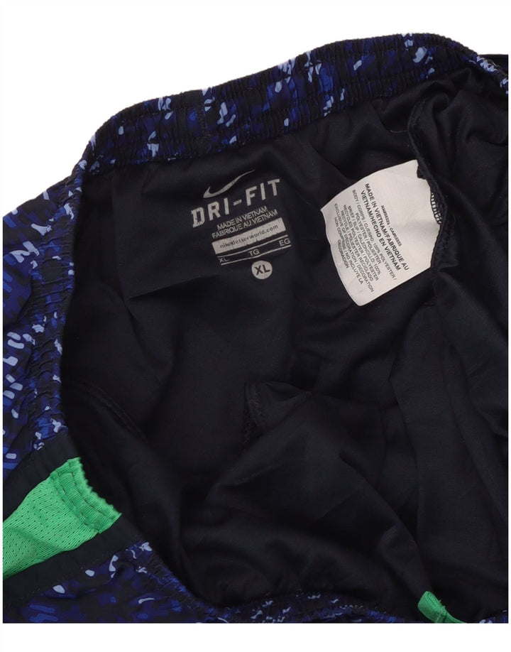 NIKE Damen Dri Fit Sport Shorts UK 18 XL Marineblau Colourblock Polyester