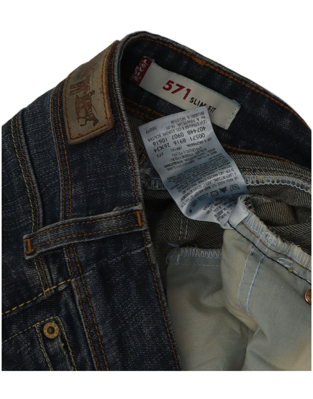 Levi's Damen 571 Slim Jeans W26 L34 Marineblau Baumwolle