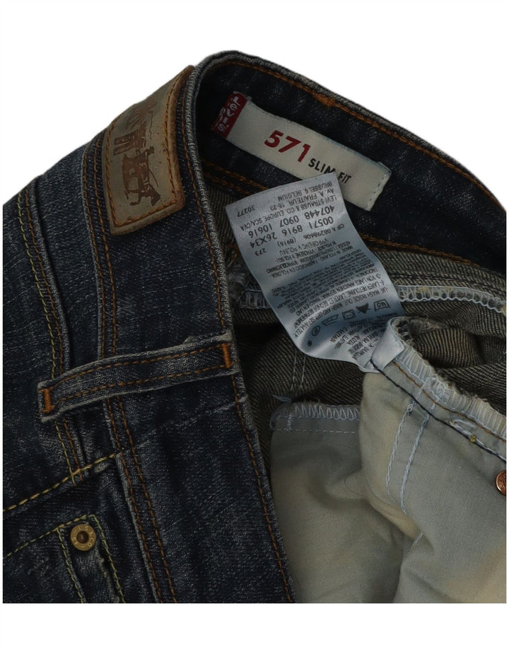 Levi's Damen 571 Slim Jeans W26 L34 Marineblau Baumwolle