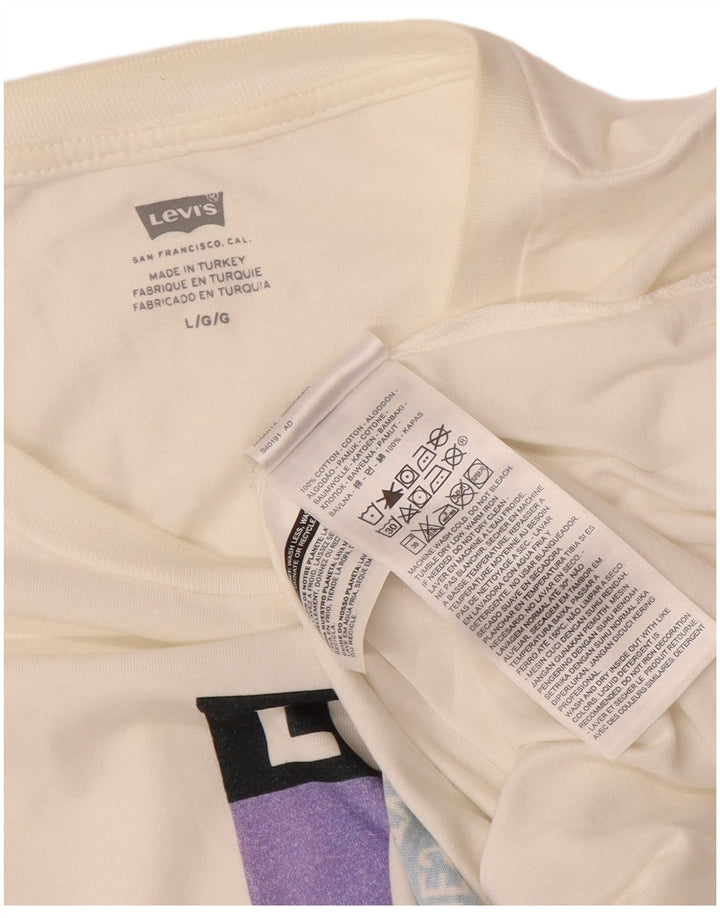 Levi's Herren-T-Shirt mit Grafik, Größe L, cremefarbene Baumwolle
