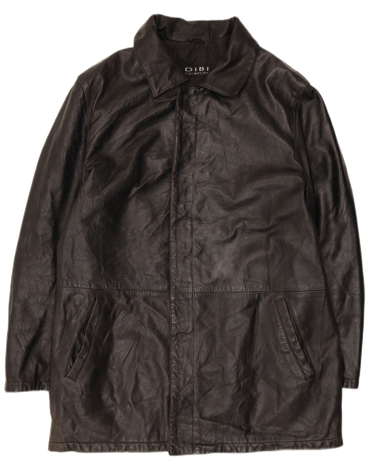 Dibi Herren Ledermantel IT 50 großes schwarzes Leder