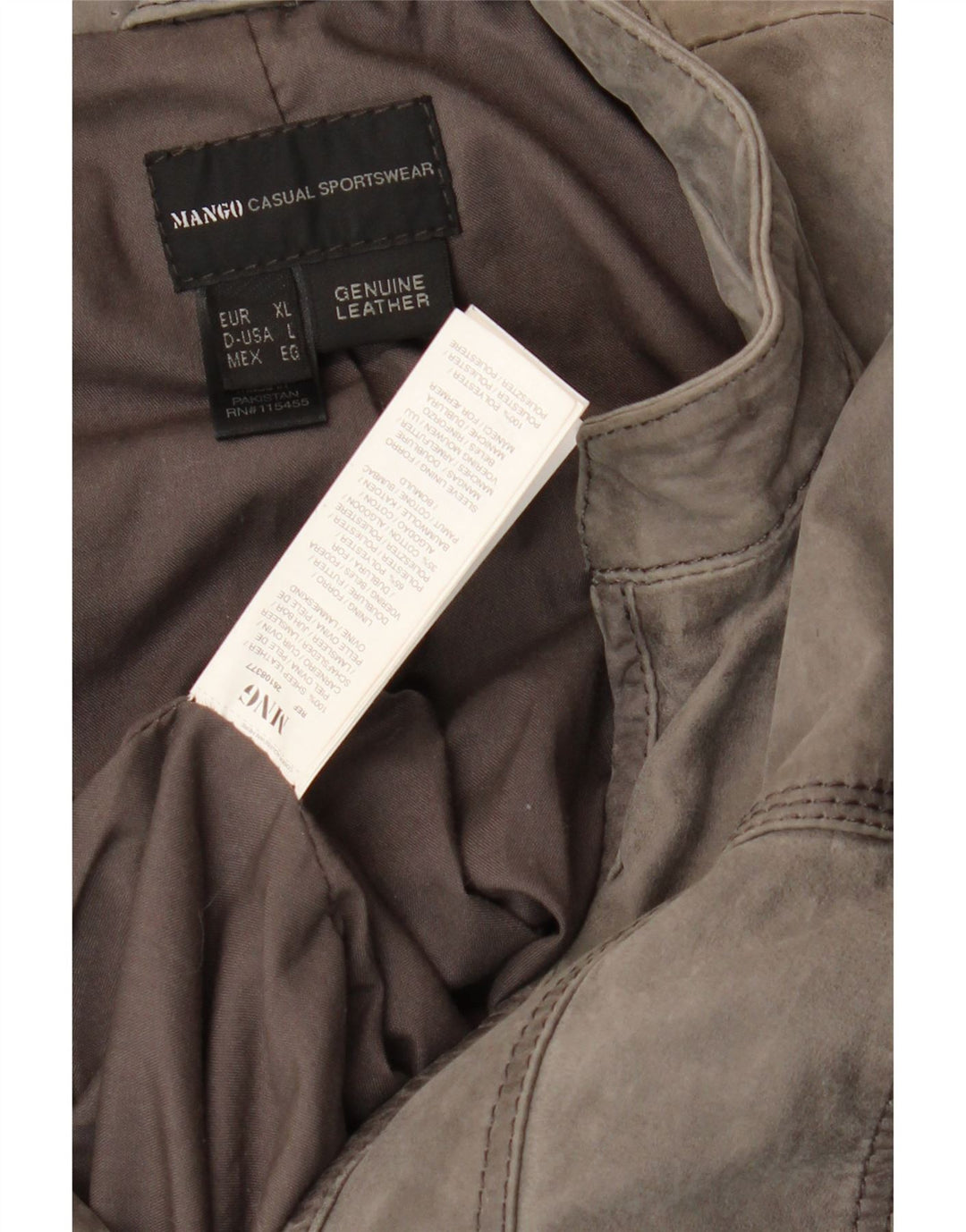 Mango Damen Wildlederjacke UK 16 Large Graues Schaffell