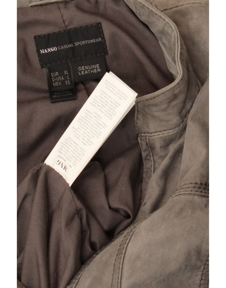 Mango Damen Wildlederjacke UK 16 Large Graues Schaffell