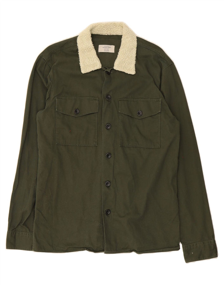 JACK & JONES Mens Denim Shirt Large Khaki Cotton Vintage Jack & Jones and Second-Hand Jack & Jones from Messina Hembry 