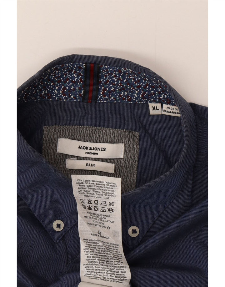 Jack & Jones Herren-Slim-Hemd XL aus blauer Baumwolle