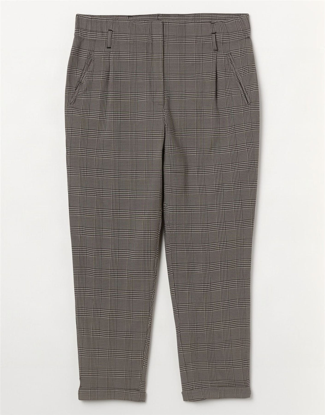 Zara Damen Trafaluc verkürzte Hose, groß, W30, L26, grauer Hahnentrittmuster
