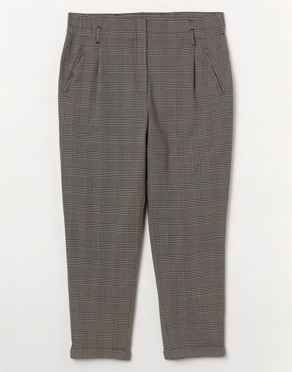 Zara Damen Trafaluc verkürzte Hose, groß, W30, L26, grauer Hahnentrittmuster