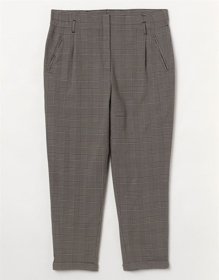 Zara Damen Trafaluc verkürzte Hose, groß, W30, L26, grauer Hahnentrittmuster