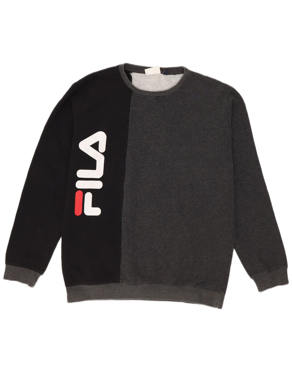 Fila Jungen-Sweatshirt mit Grafik, 15–16 Jahre, graue Blockfarben-Baumwolle