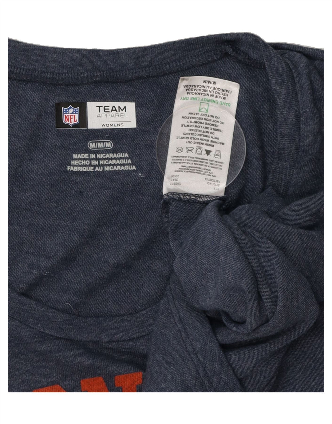 NFL TEAM APPAREL Womens Graphic T-Shirt Top UK 14 Medium Navy Blue Vintage NFL TEAM APPAREL and Second-Hand NFL TEAM APPAREL from Messina Hembry 