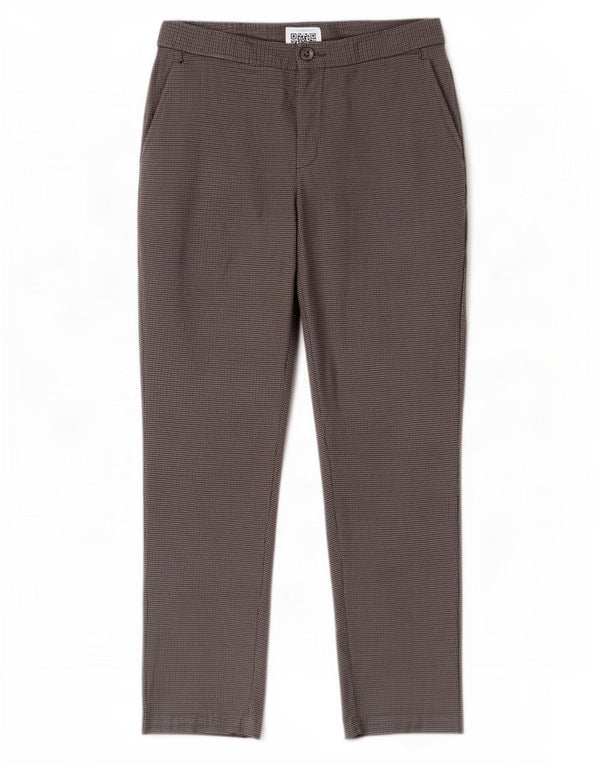 Zara Damen Crop Slim Chino Hose EU 38 Small W28 L26 Grau Hahnentritt