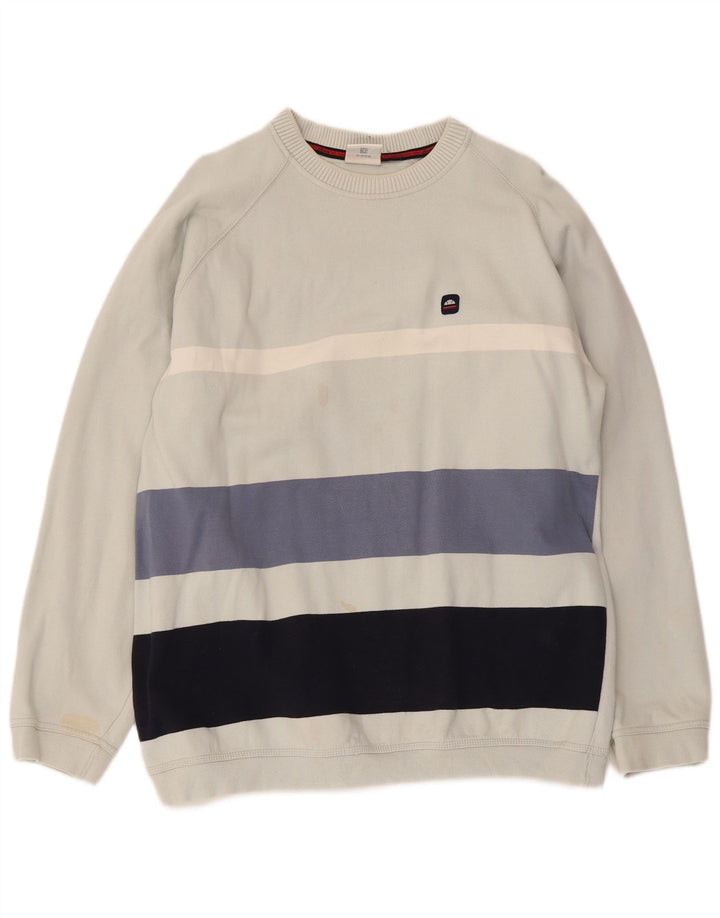 Ellesse Herren-Sweatshirt-Pullover aus mittelblauer, gestreifter Baumwolle