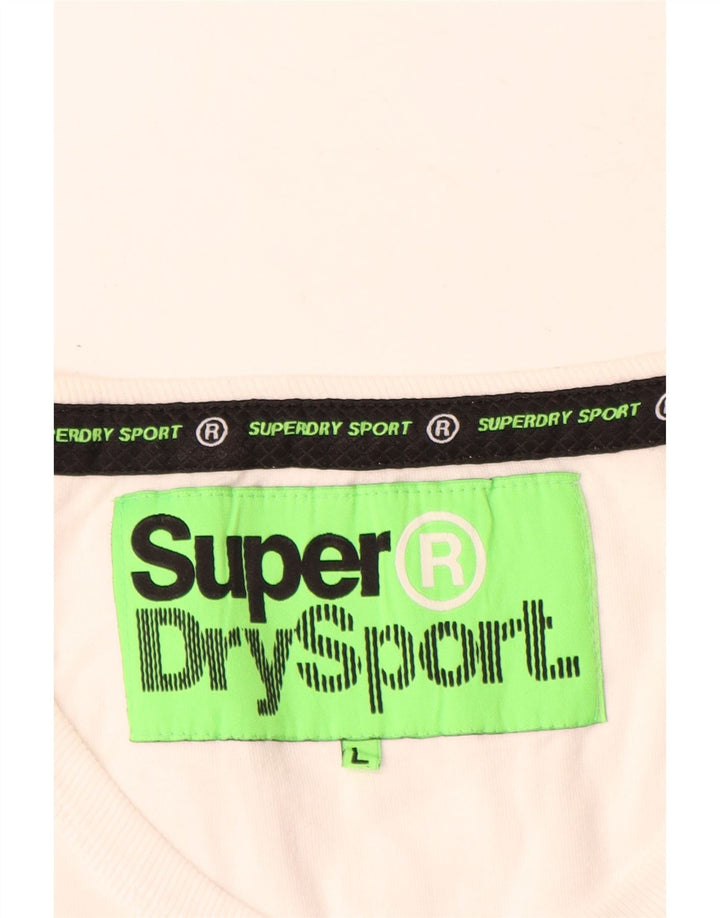 Superdry Damen Grafik-Trägershirt UK 16 Large Weiße Baumwolle