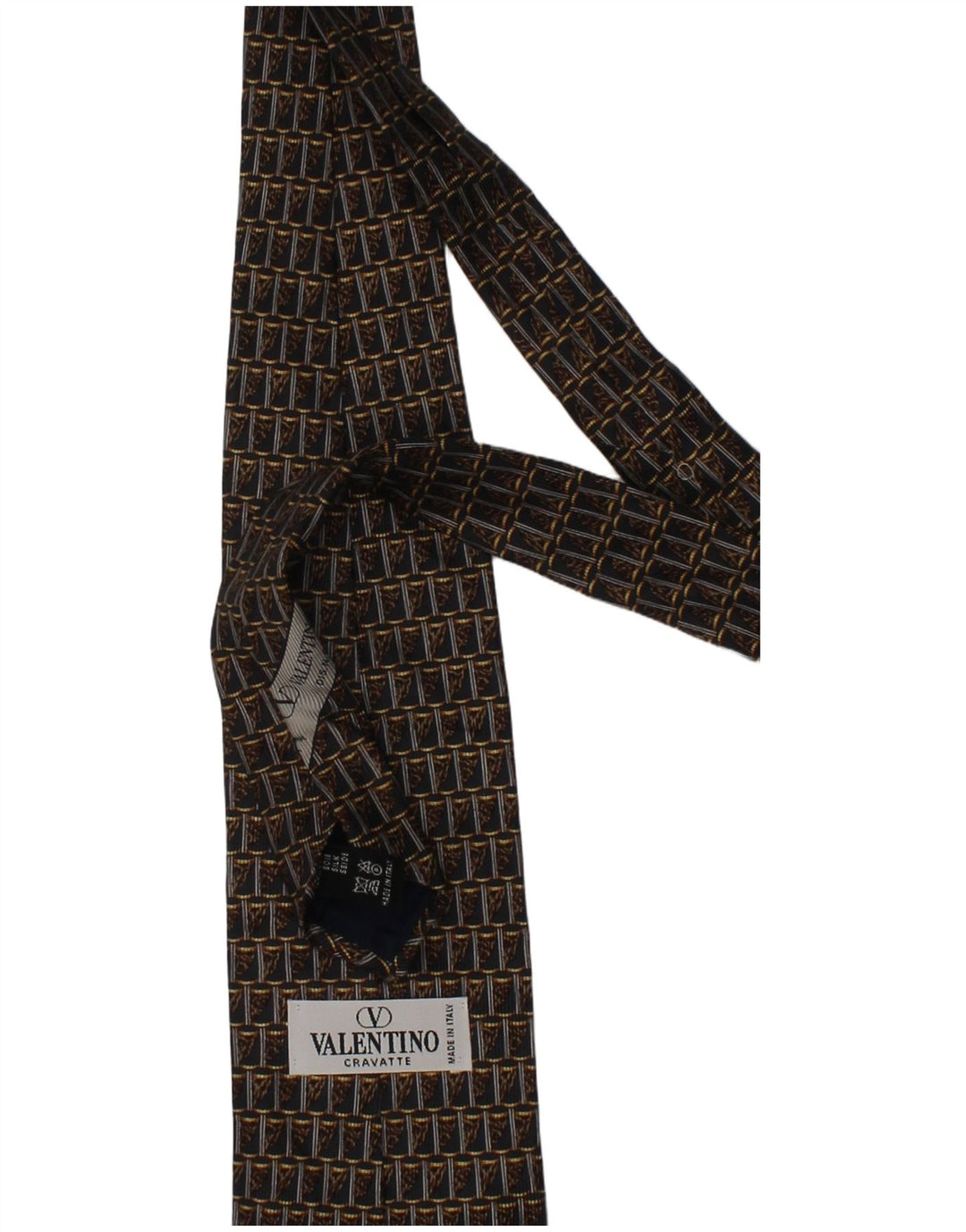Valentino Herren Cravatte-Krawatte, Einheitsgröße, braun, geometrisch, Seide, Designer