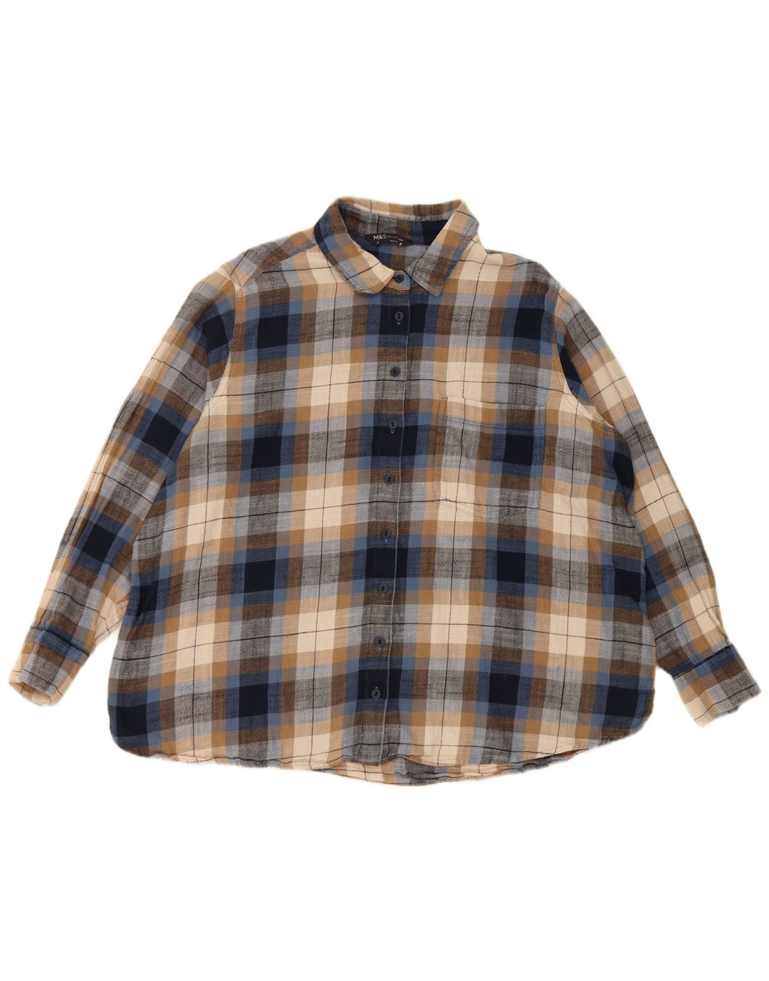 Marks & Spencer Damen-Flanellhemd, UK 18, XL, mehrfarbig, kariert, Baumwolle