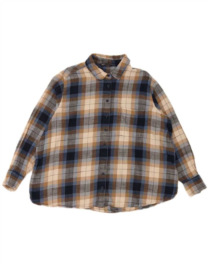 Marks & Spencer Damen-Flanellhemd, UK 18, XL, mehrfarbig, kariert, Baumwolle