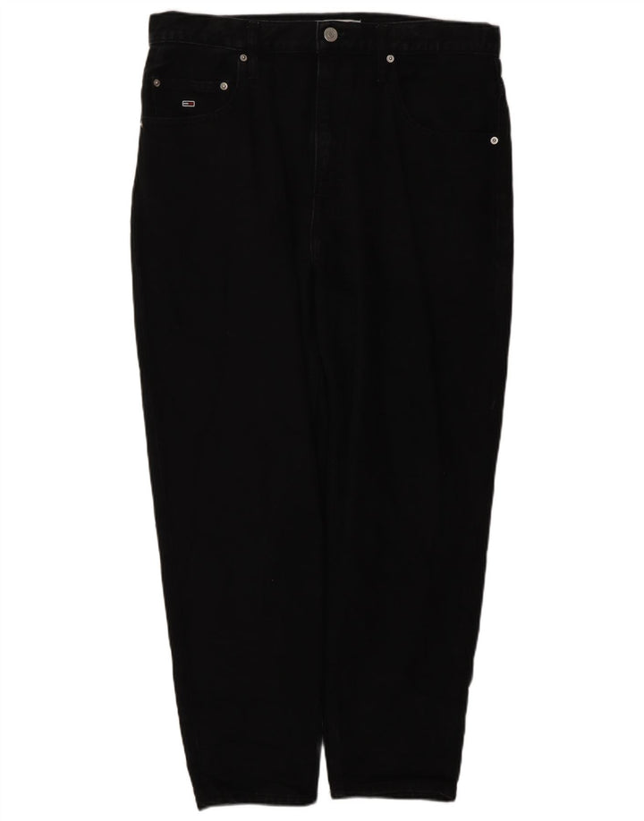 TOMMY HILFIGER Herren Tapered Jeans W34 L26 Schwarze Baumwolle