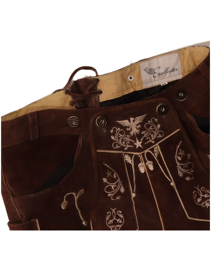 VINTAGE Damen Wildledershorts IT 50 XL W38 Braunes Paisley-Leder