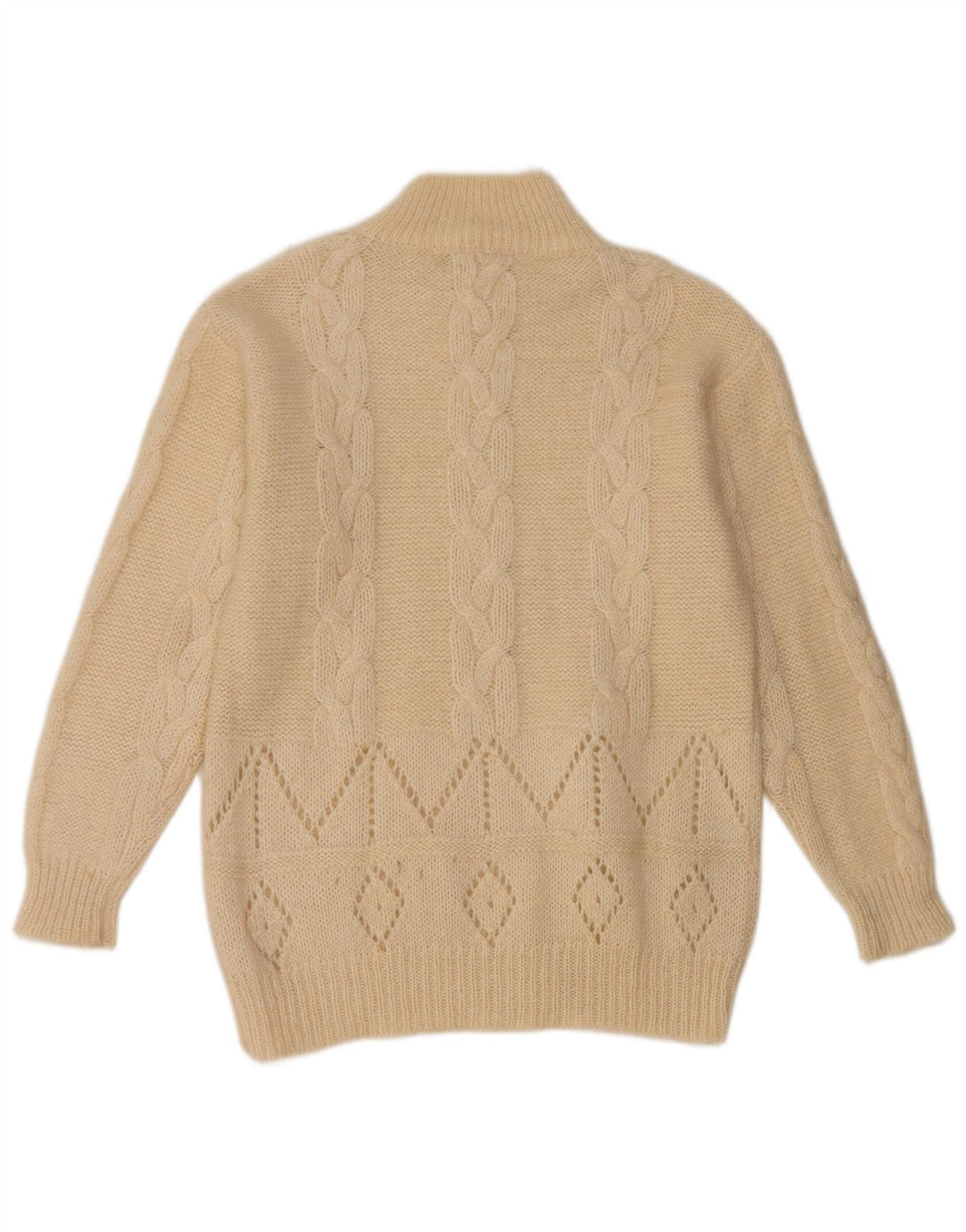 Vintage Damen Rollkragenpullover Pullover UK 14 Mittelweiß