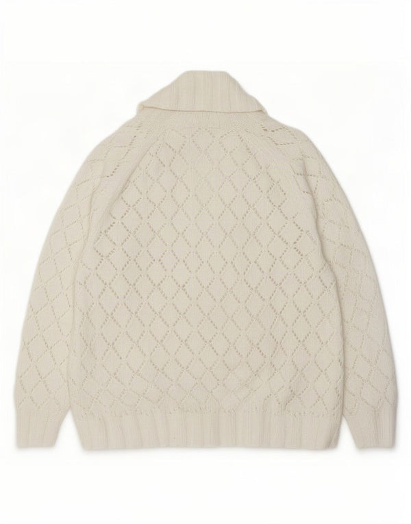 Vintage Damen Cardigan Pullover UK 16 Groß Weiß