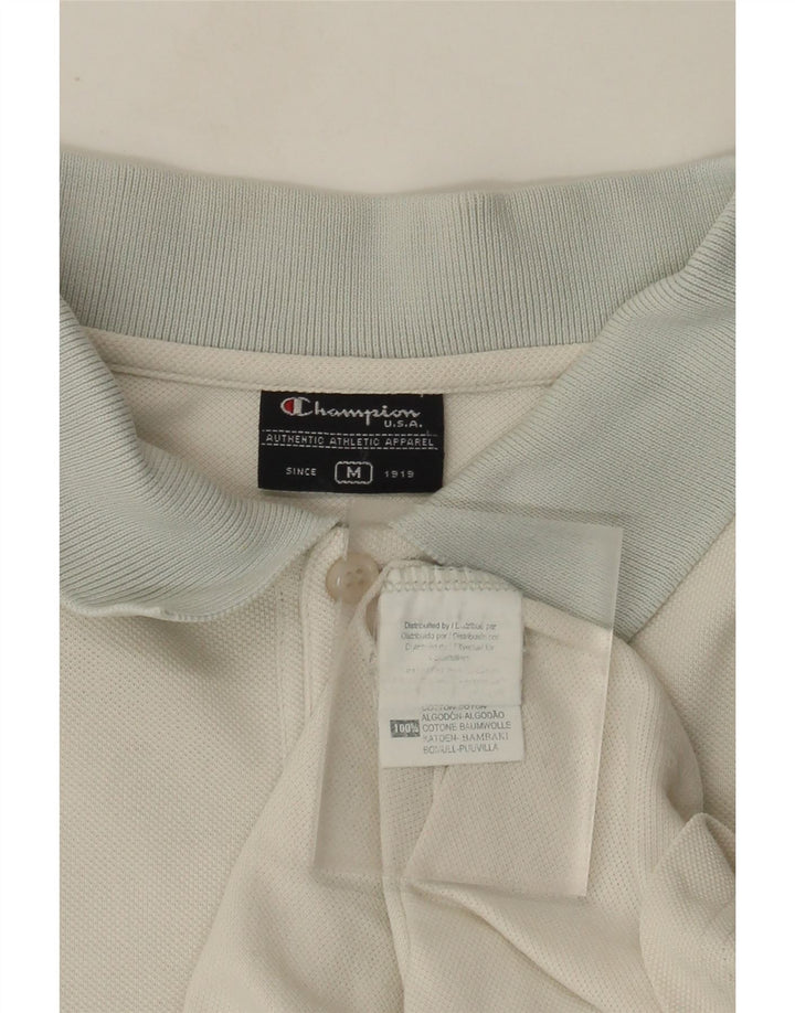 Champion Herren-Langarm-Rugby-Poloshirt aus mittelweißer Baumwolle