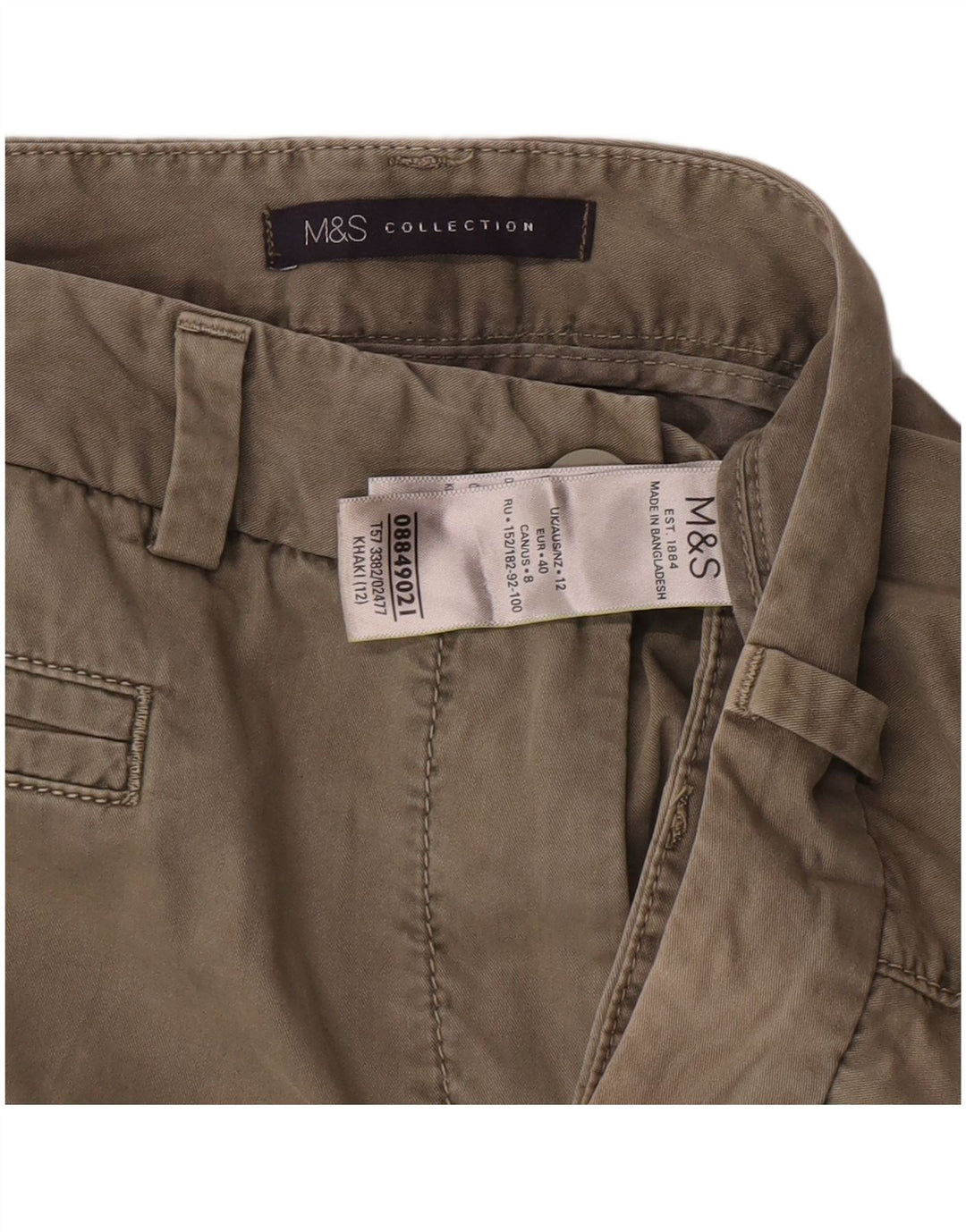 Marks & Spencer Damen Chinoshorts UK 12 Medium W30 Khaki Baumwolle